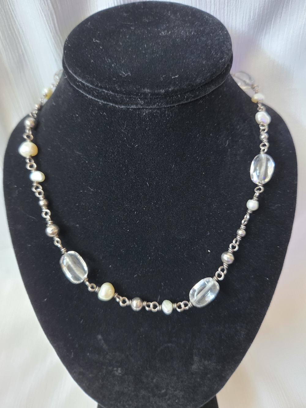 Silpada Retired N1602 Pearl & Crystal Quartz Sterling Silver Necklace